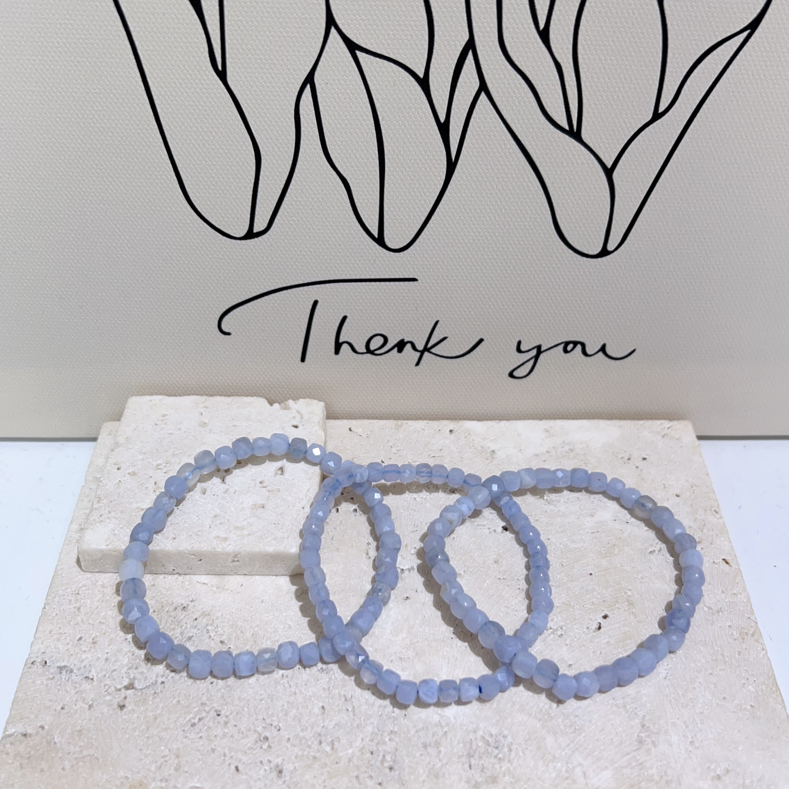 藍紋瑪瑙鑽切手串 4+mm