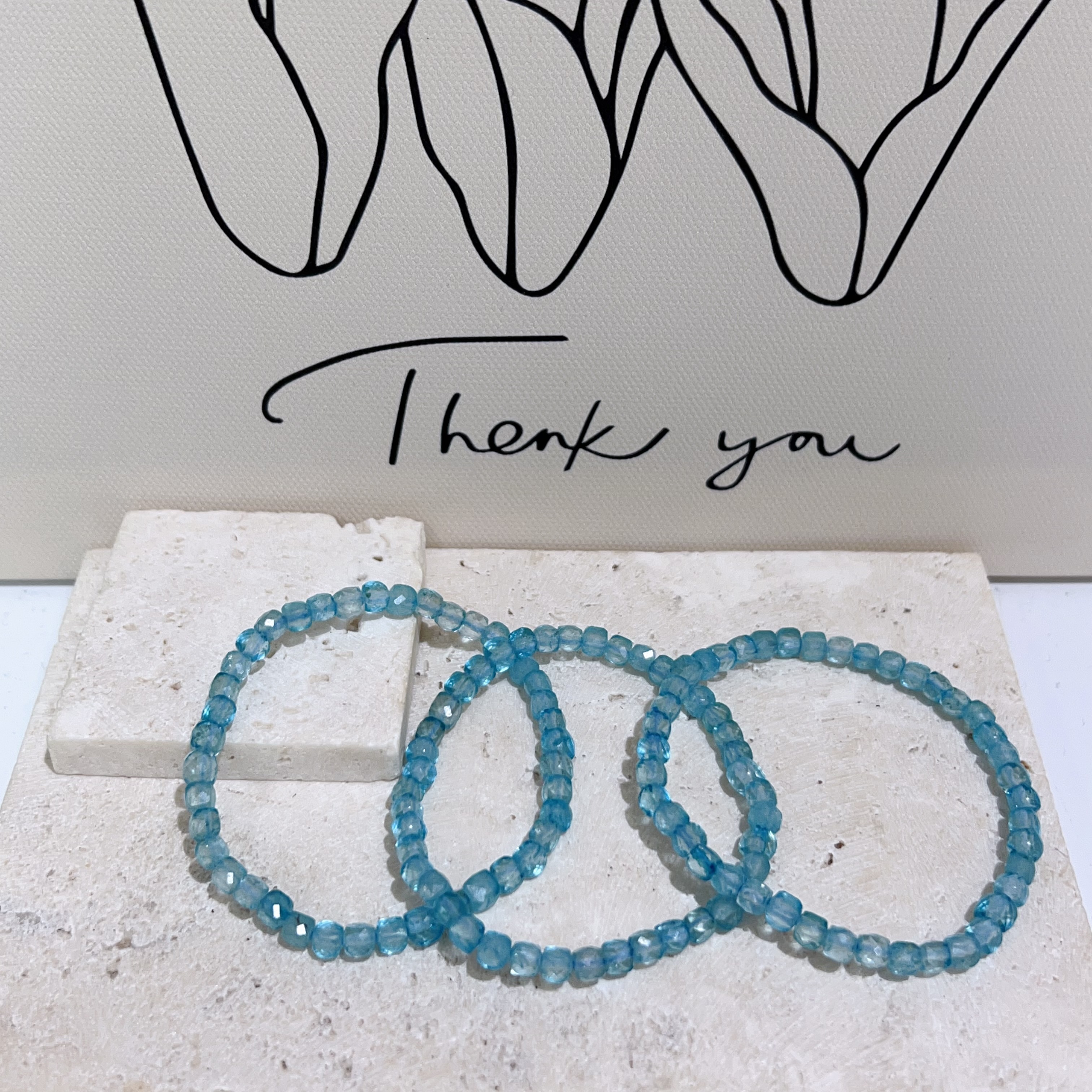 藍托帕鑽切手串 4+mm