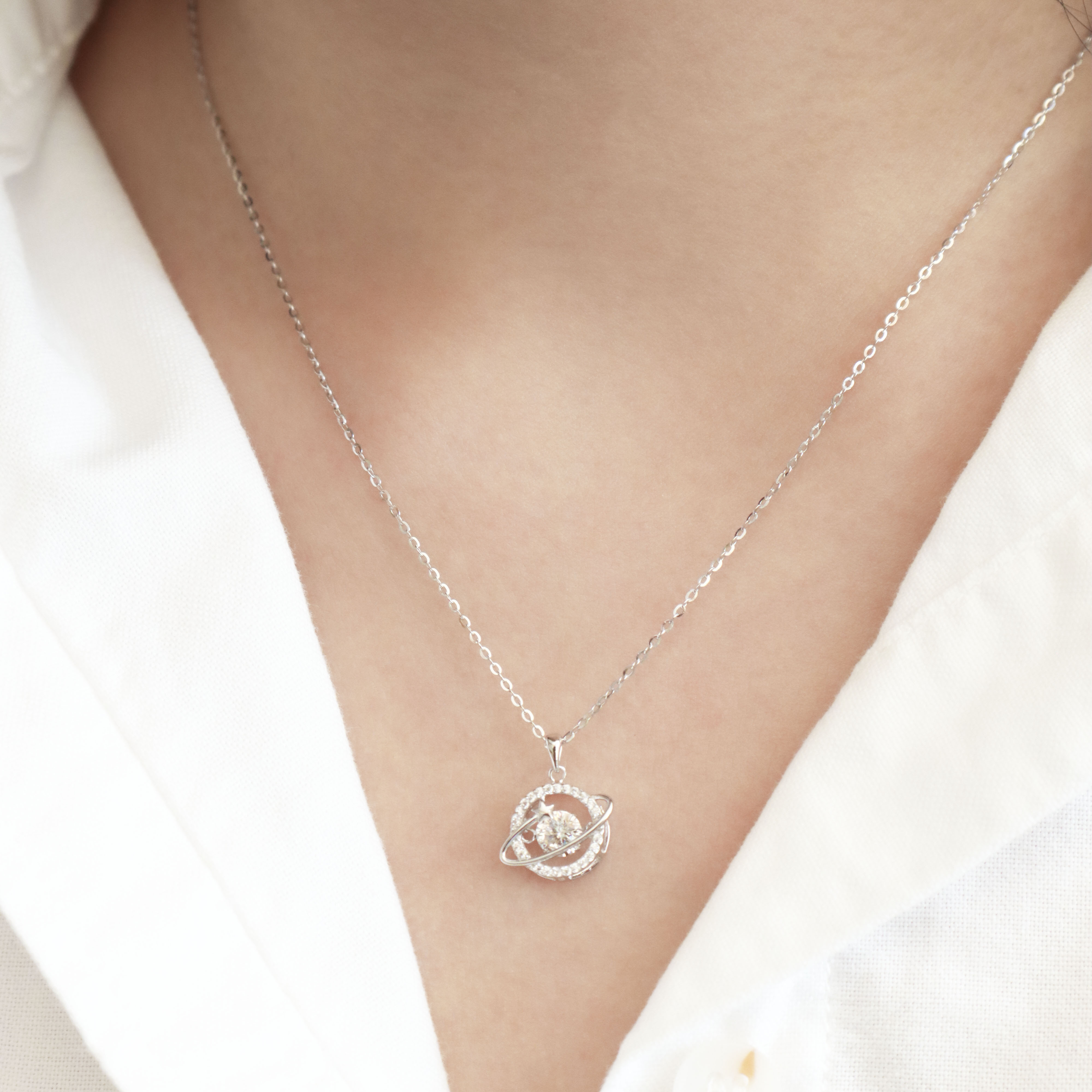 Silver/宇宙．莫桑鑽項鍊