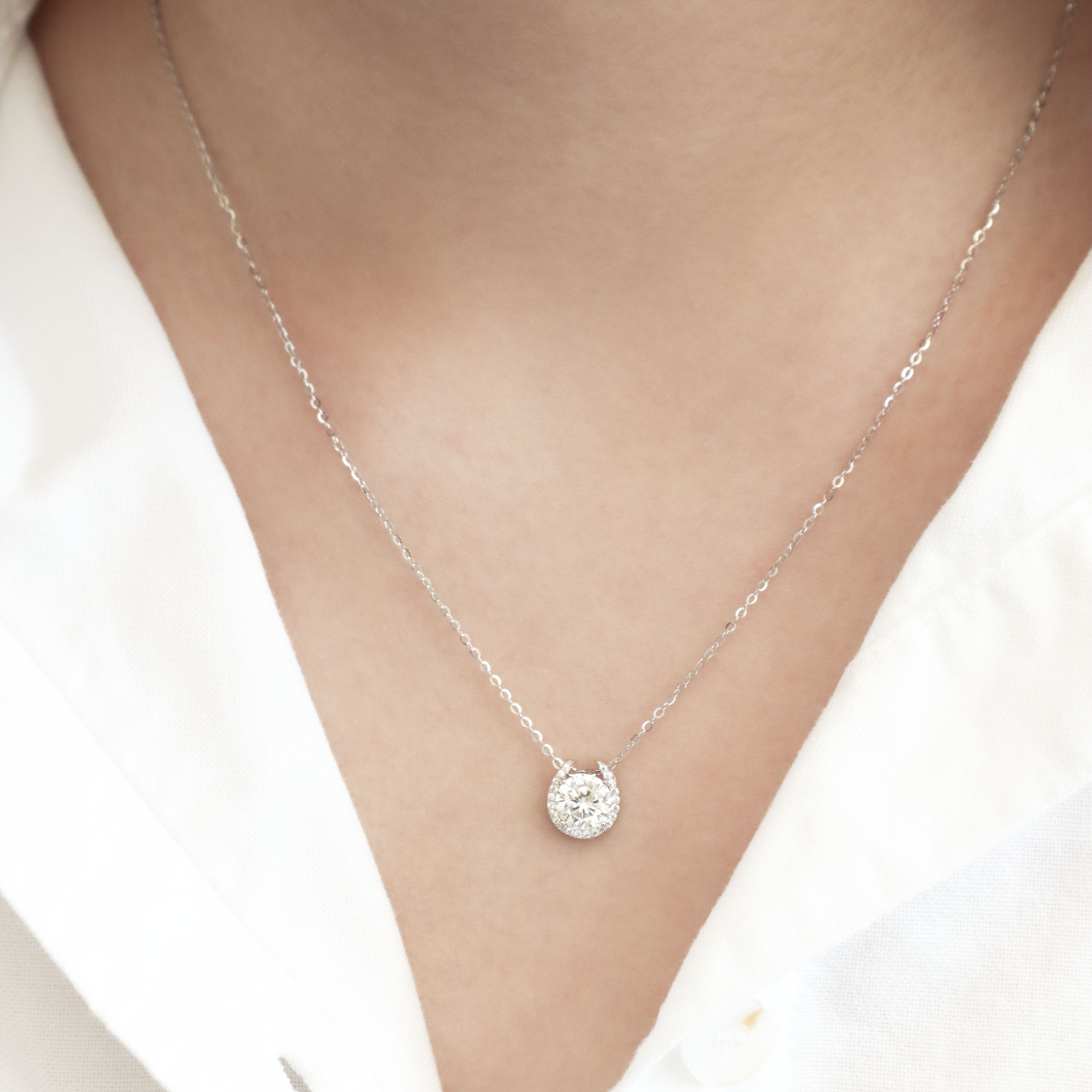 Silver/幸運馬蹄．莫桑鑽項鍊