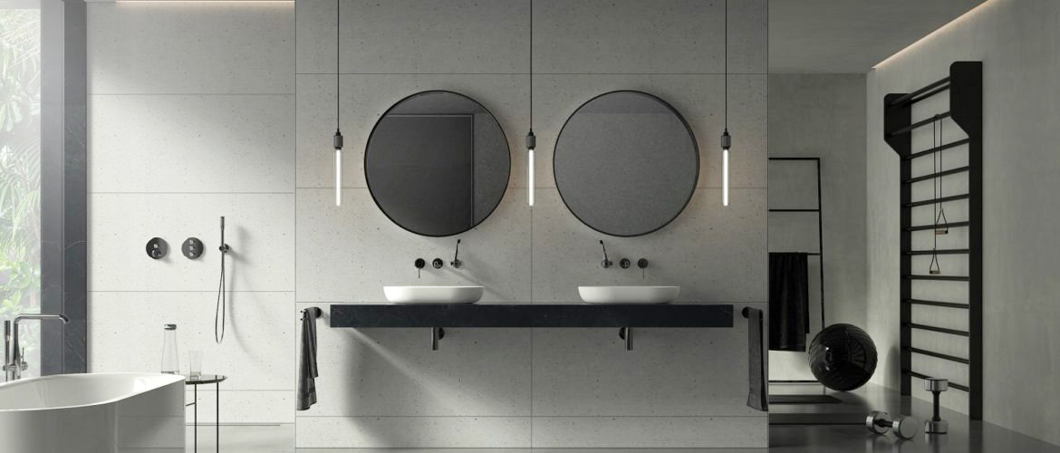 GROHE｜Essence 雙孔埋壁式面盆龍頭（幻影黑）29192KF1