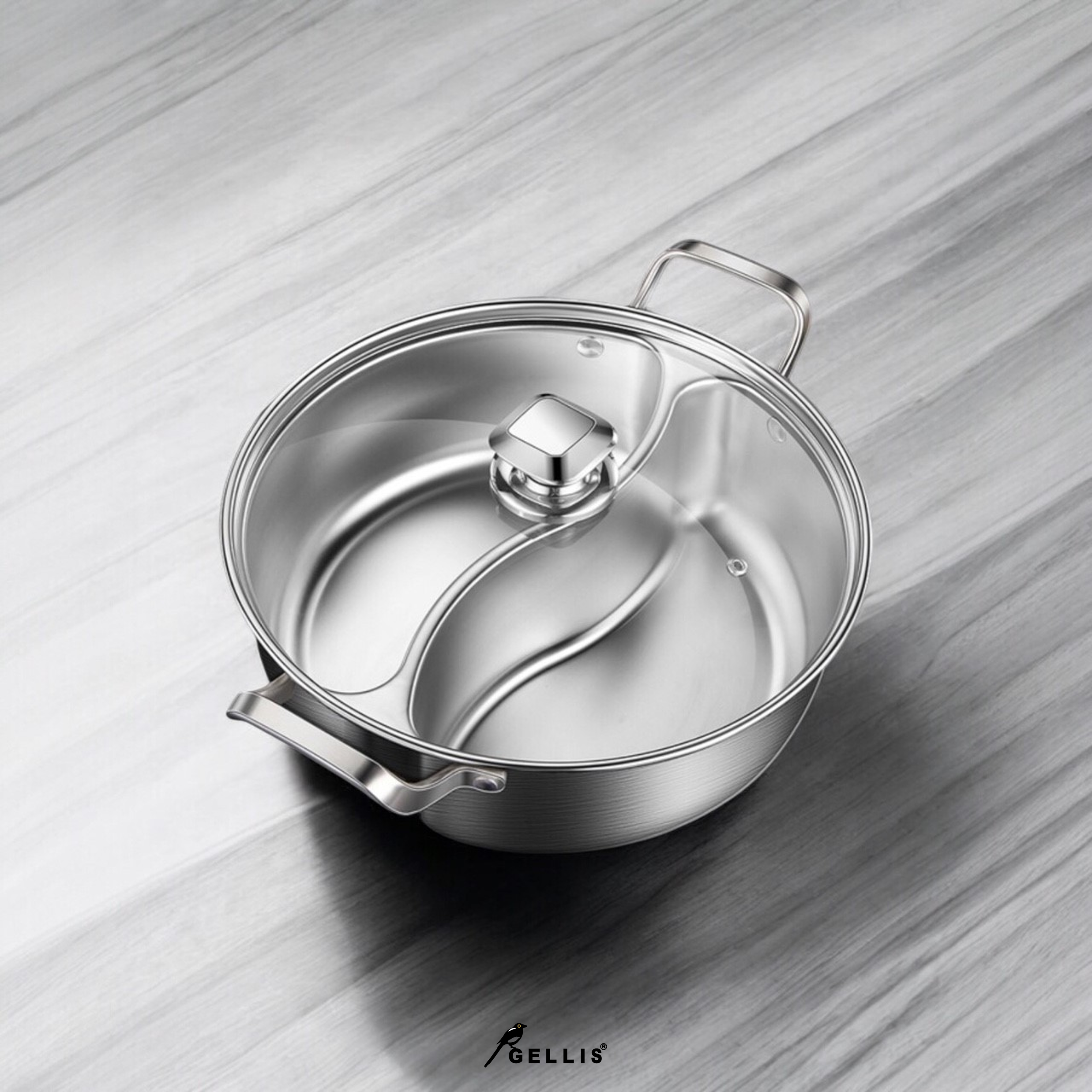 32cm SUS304專利一體成型雙隔湯鍋火鍋鴛鴦鍋IH爐可用鍋