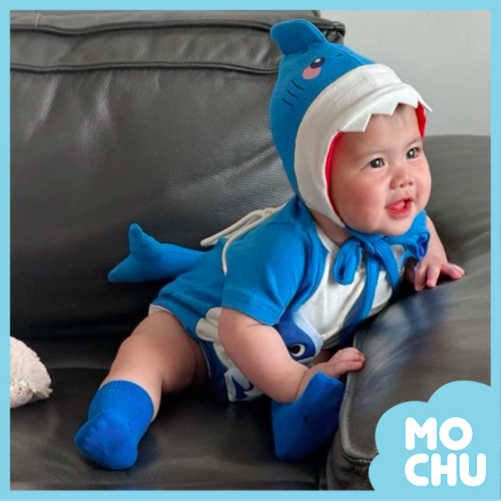 小鯊魚寶寶短袖包屁衣