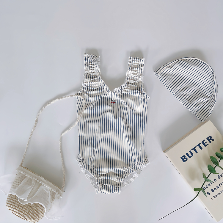 簡約滾邊連身泳衣