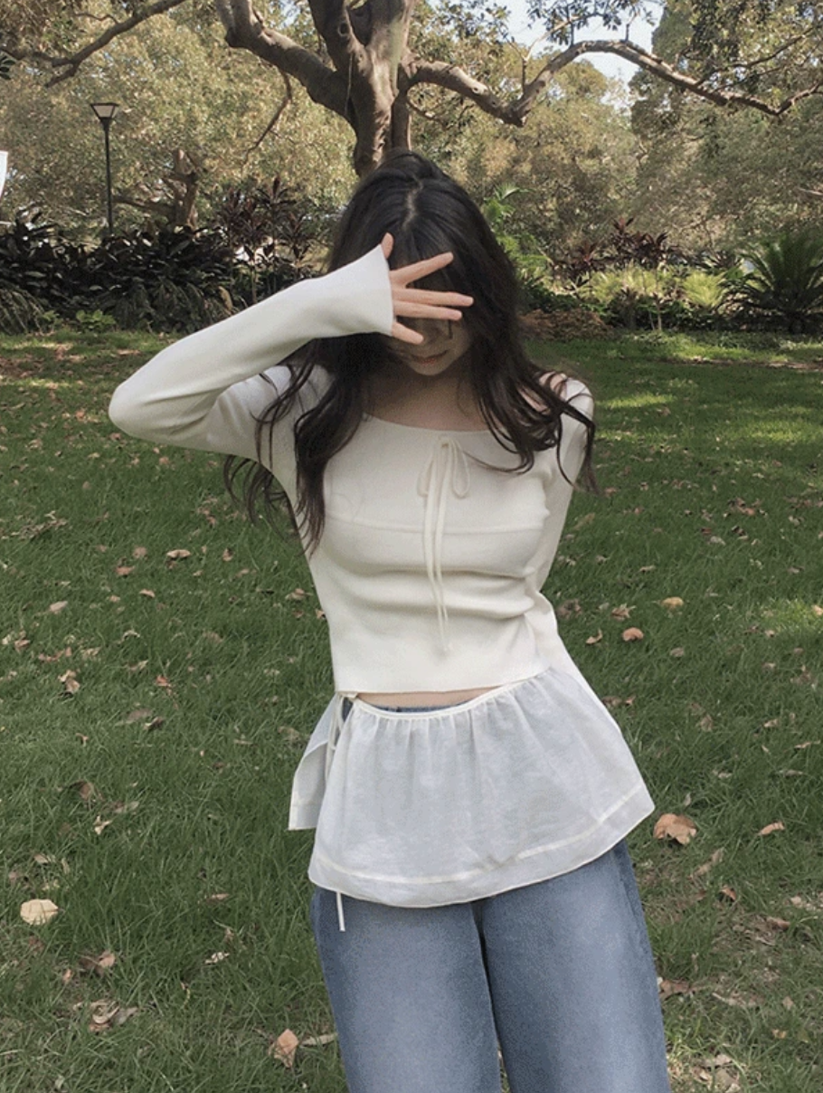 預訂｜SLOWAND #SLOWMADE 芭蕾感氣質蝴蝶結針織上衣 (3 Color)