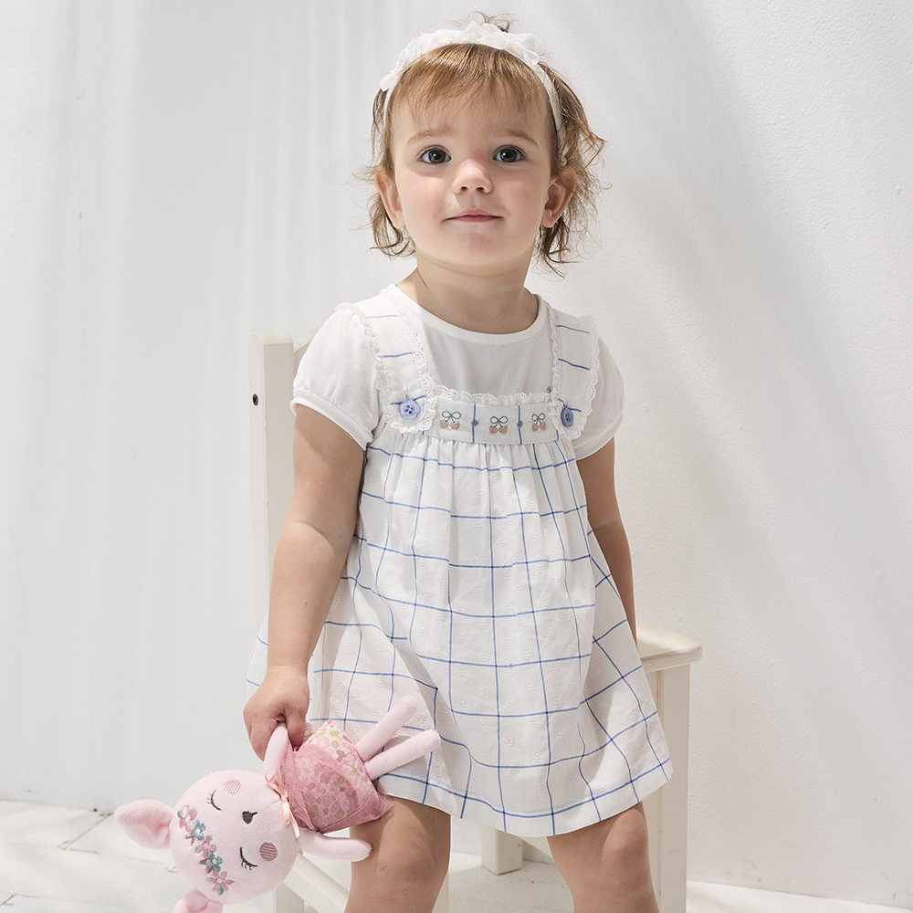 PIPPY 典雅格紋吊帶裙四件組禮盒 白