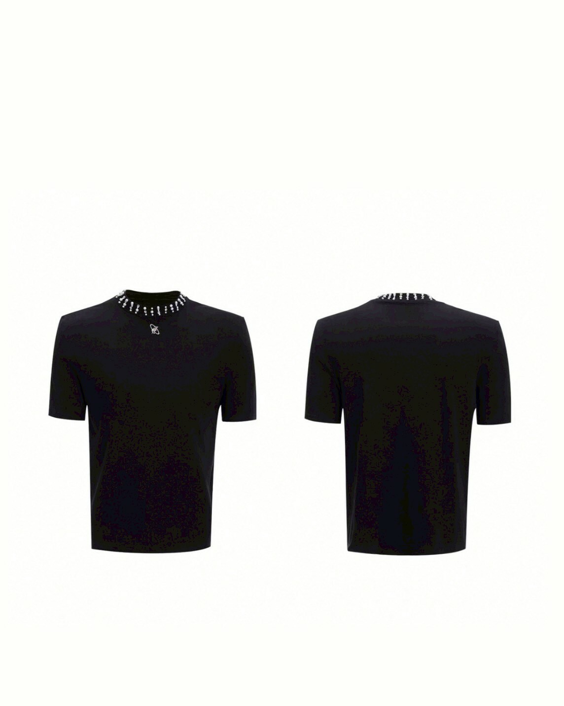 ARGUE 水鑽珍珠領 拼接 設計 簡約 #短袖