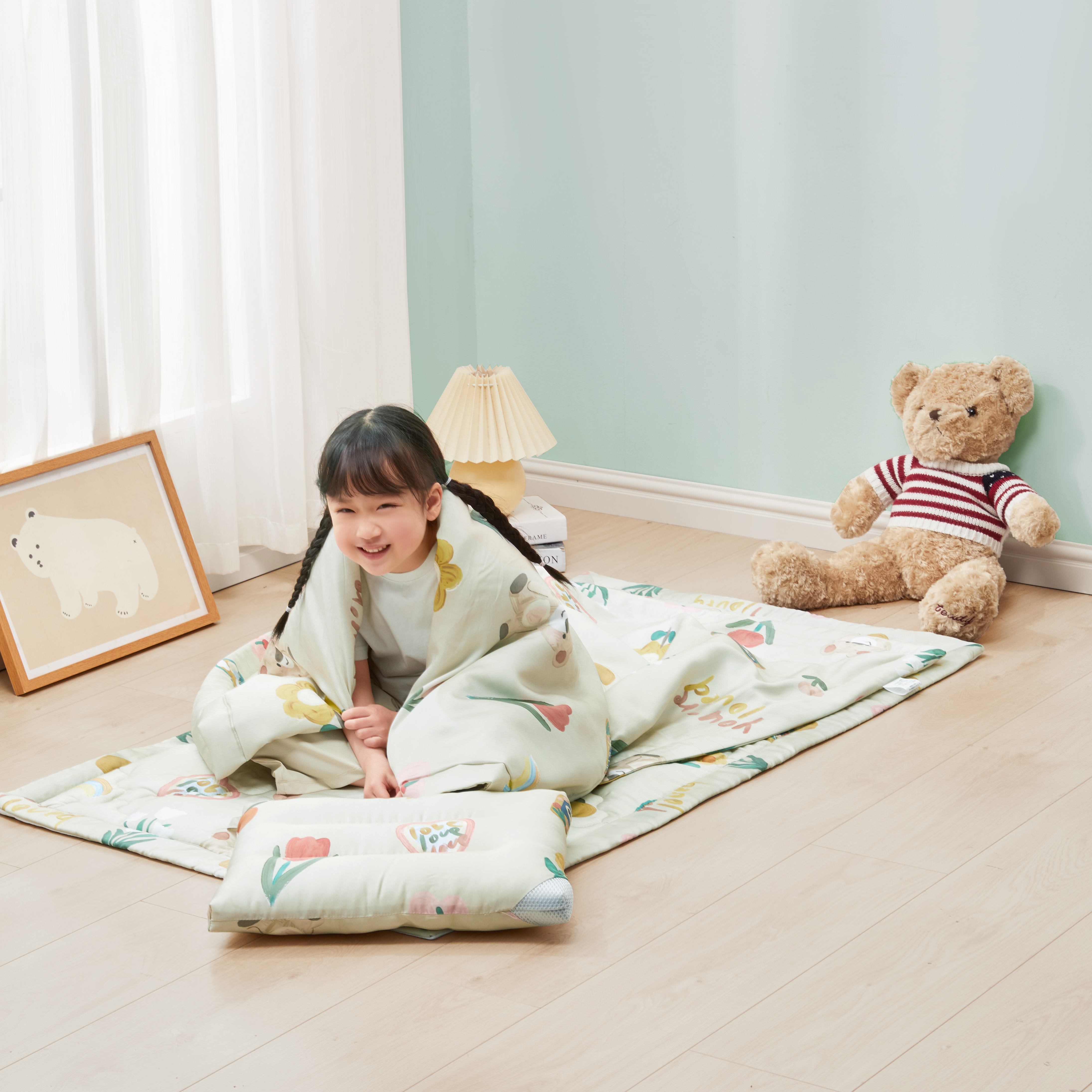 兒童三件式60支天絲-夢想寶貝/綠(附提袋)