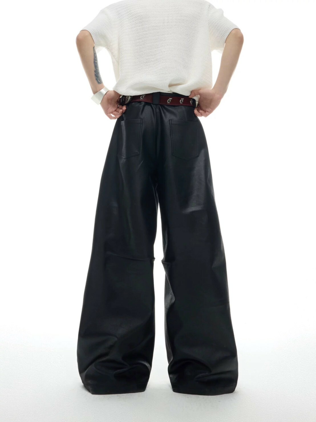 ARGUE 重磅 流光塗層 刷蠟 金屬點綴 #休閒褲