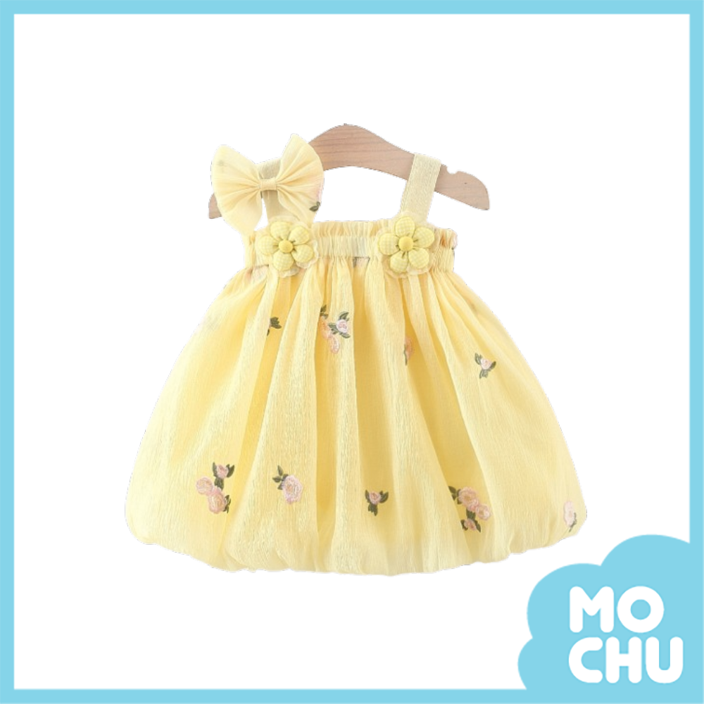 刺繡花朵吊帶花苞連身裙(二色)