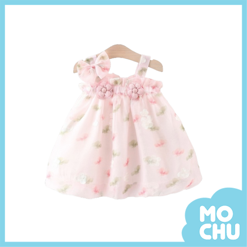 刺繡花朵吊帶花苞連身裙(二色)