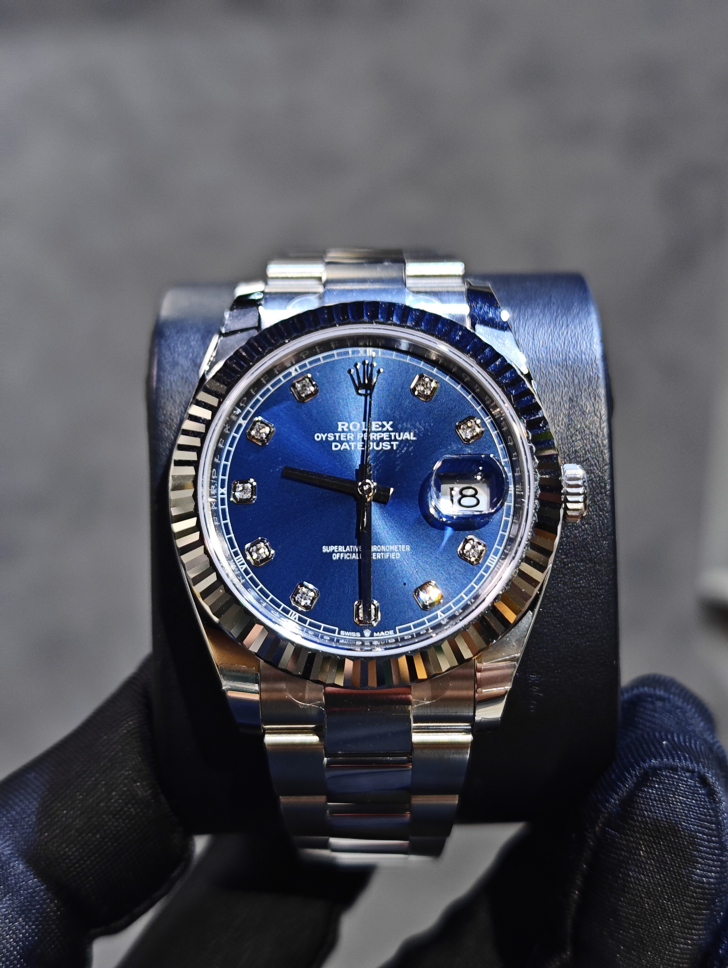 BRAND NEW ROLEX 126334g 126334 BLUE DIAL DATEJUST DIAMOND INDEX 41mm OYSTER STRAP STAINLESS STEEL