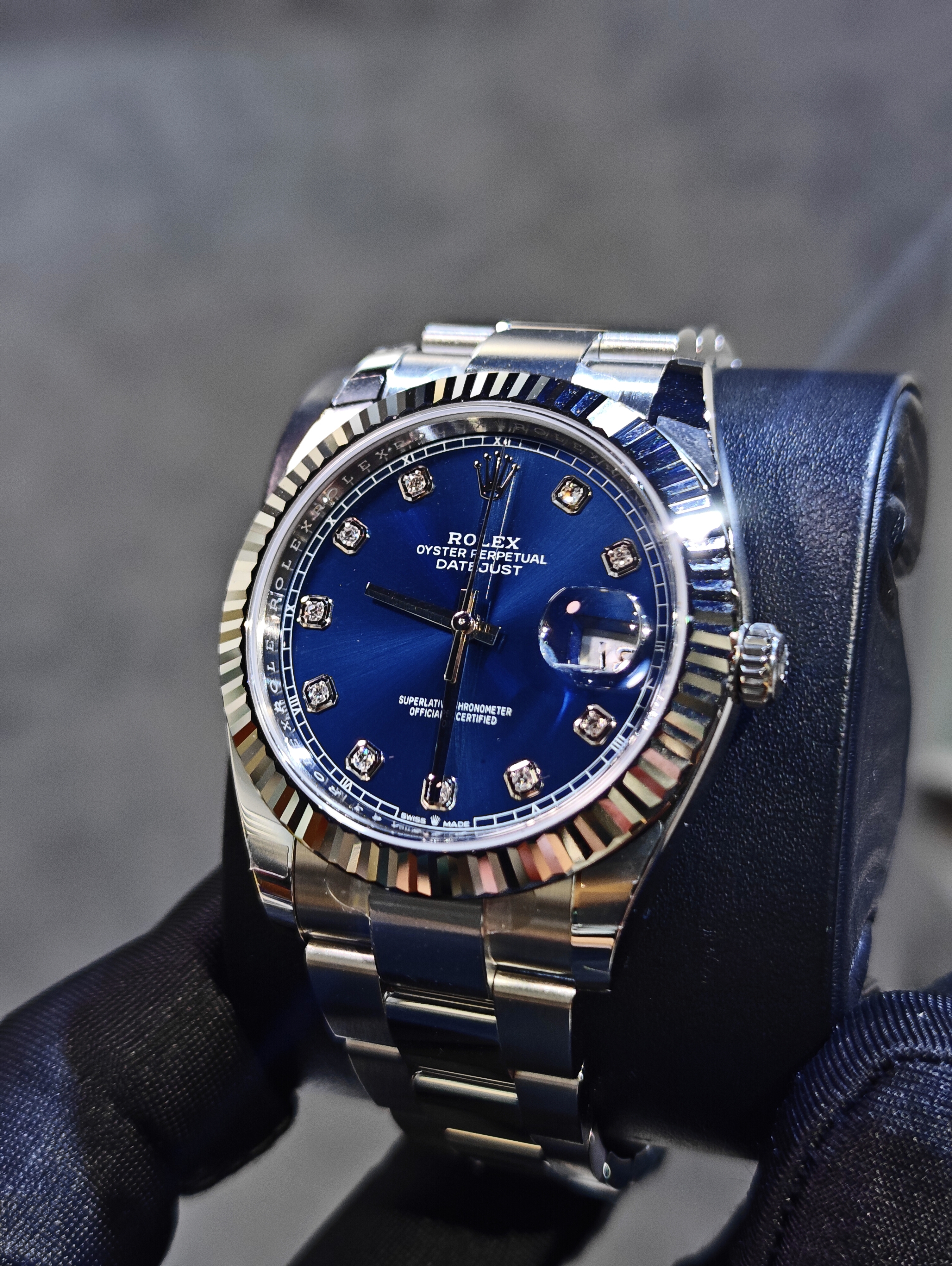 BRAND NEW ROLEX 126334g 126334 BLUE DIAL DATEJUST DIAMOND INDEX 41mm OYSTER STRAP STAINLESS STEEL