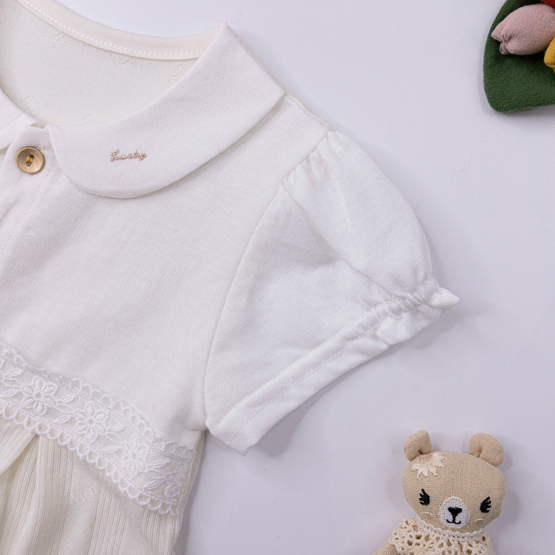 純淨系列【T0043】花朵蕾絲愛心刺繡短袖連身衣