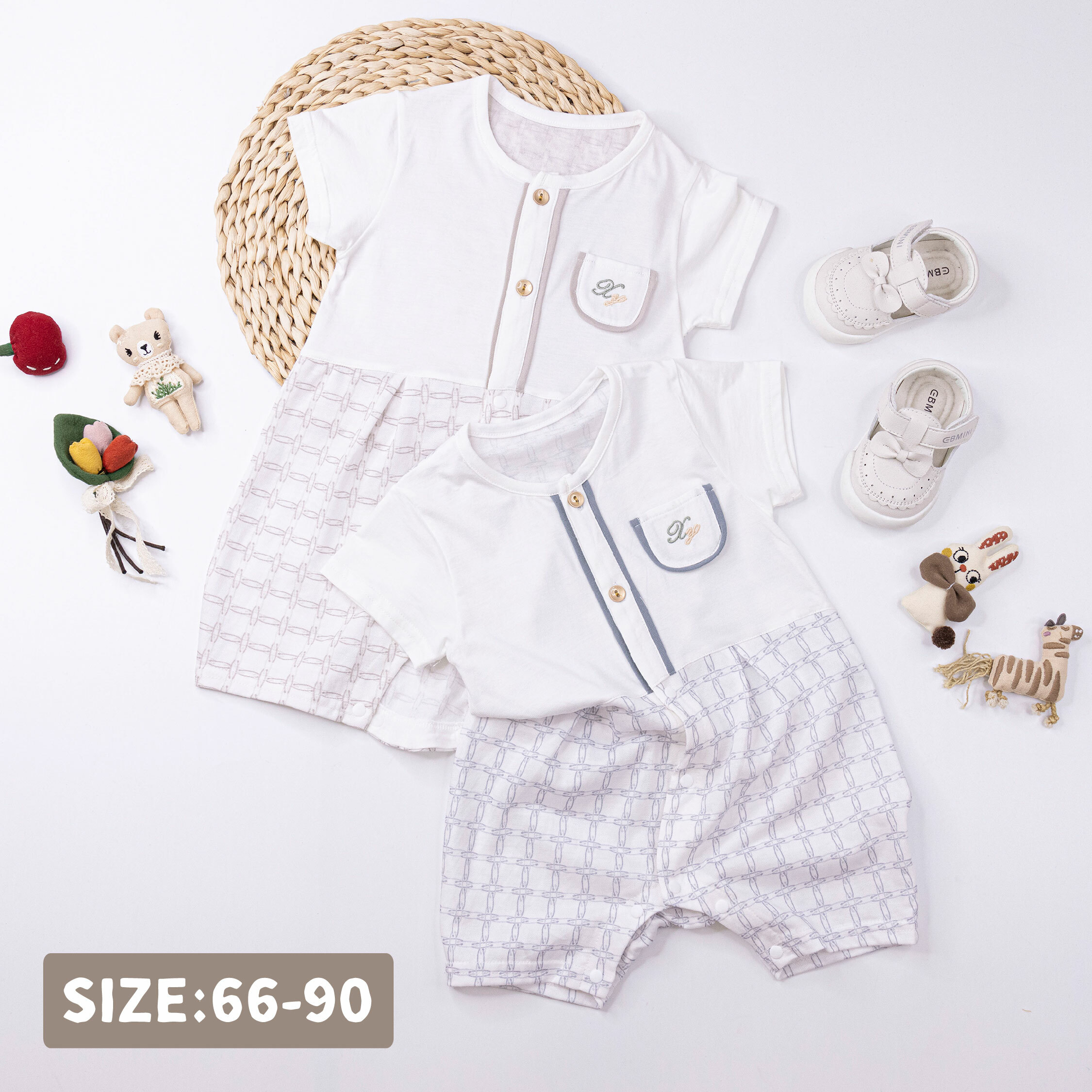 純淨系列【T0042】經典字母刺繡短袖連身衣＊二色