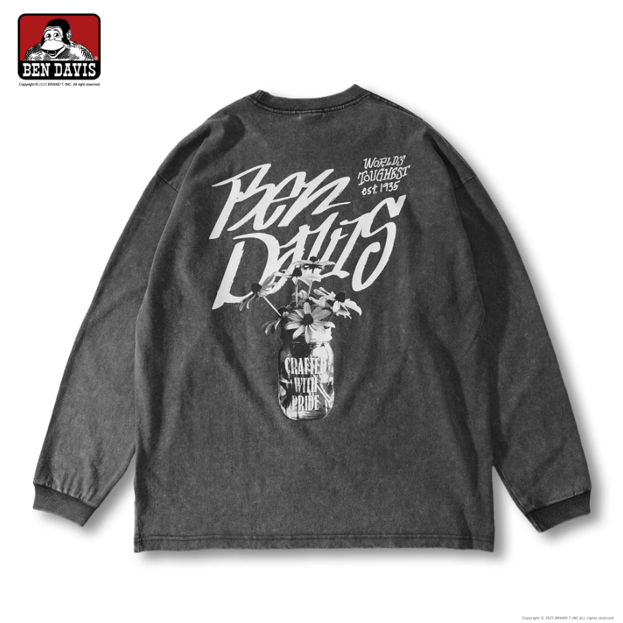 【 BEN DAVIS | 花瓶水洗薄長TEE - 水洗黑 】