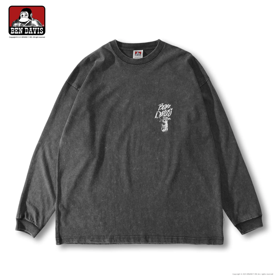 【 BEN DAVIS | 花瓶水洗薄長TEE - 水洗黑 】