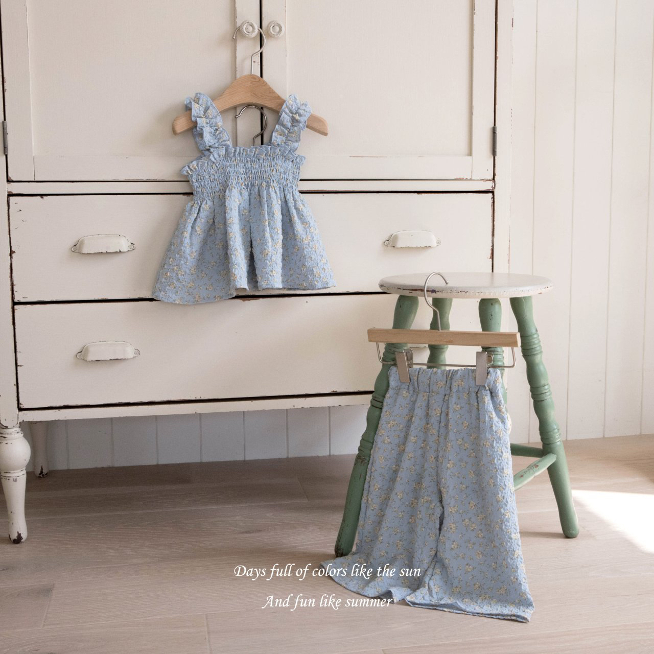 藍色碎花度假套裝SET