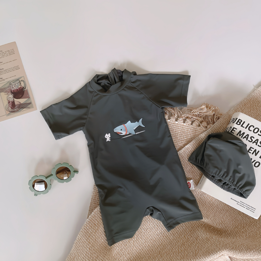 鯊魚短袖寶寶泳衣