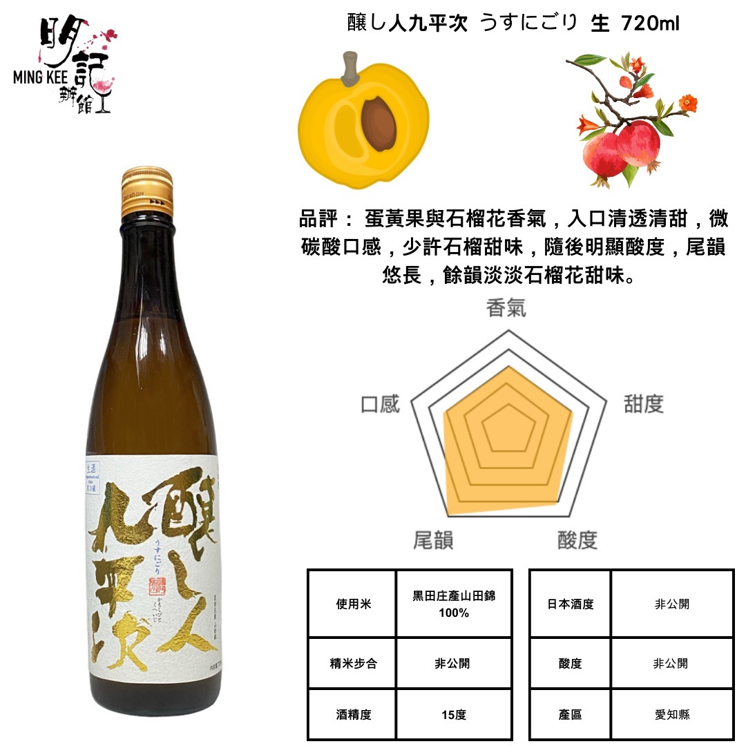 醸し人九平次 うすにごり 生酒 720ml