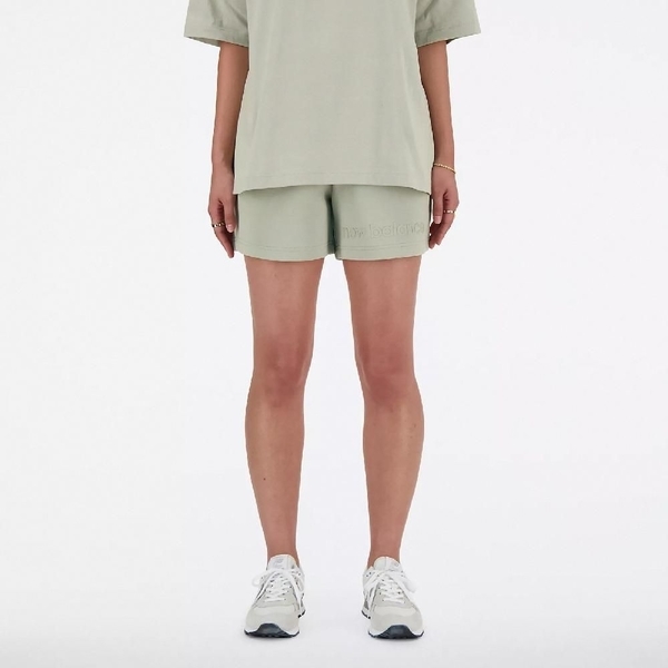 NEW BALANCE 短褲 NB 淺綠 挺版 太空棉 短褲 女 WS41550OVN
