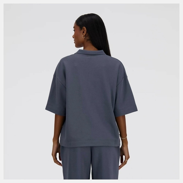 NEW BALANCE 短T NB 深灰 寬版 POLO衫 短袖 女 WT33535GT