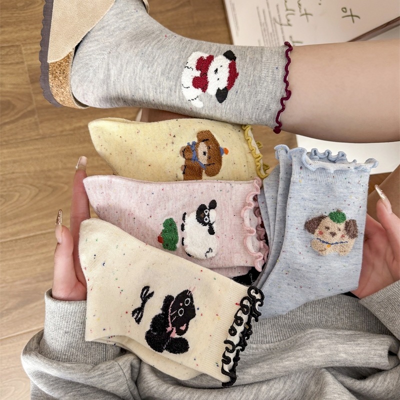 《04079》捲捲邊小動物短襪