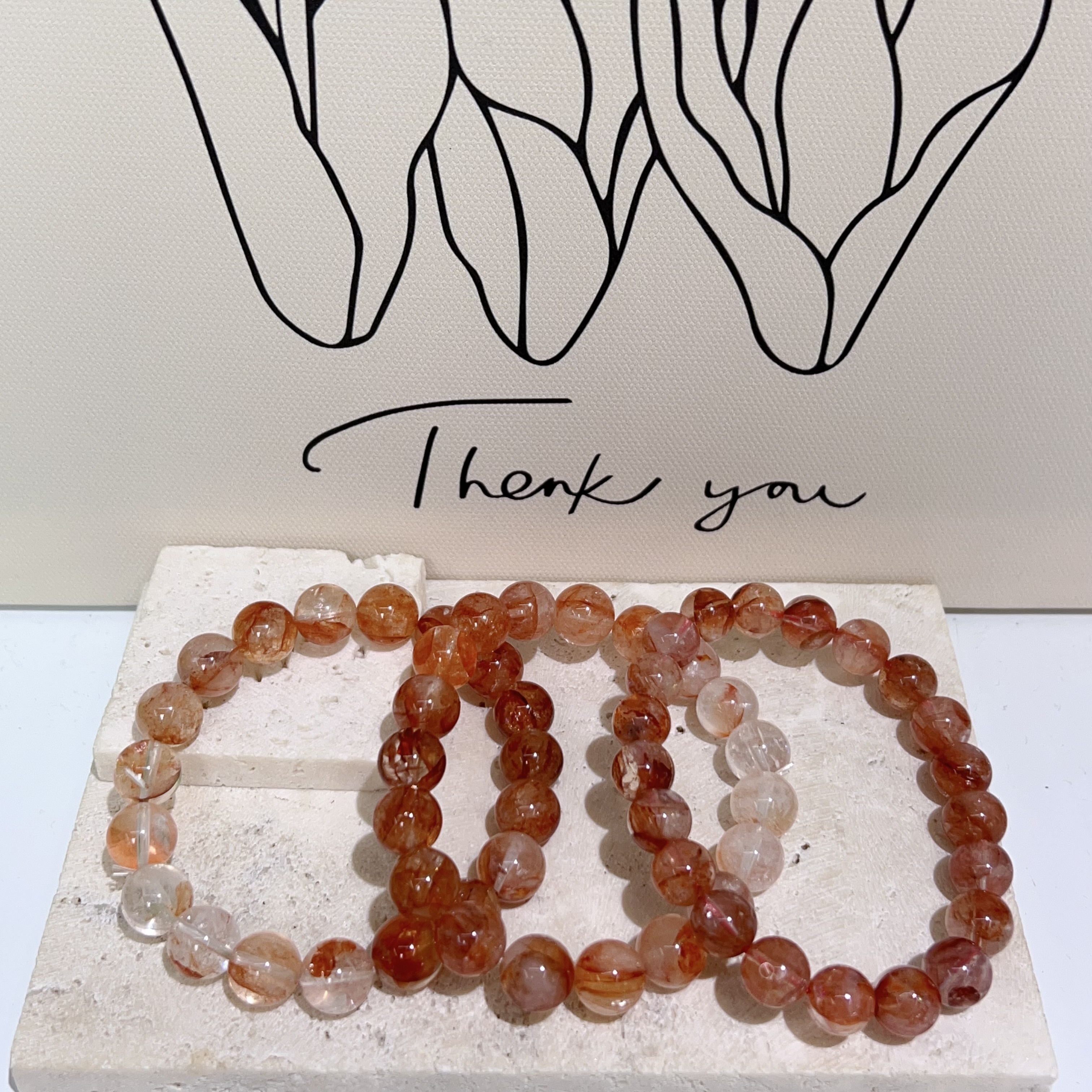 漸變紅膠花手串 10mm