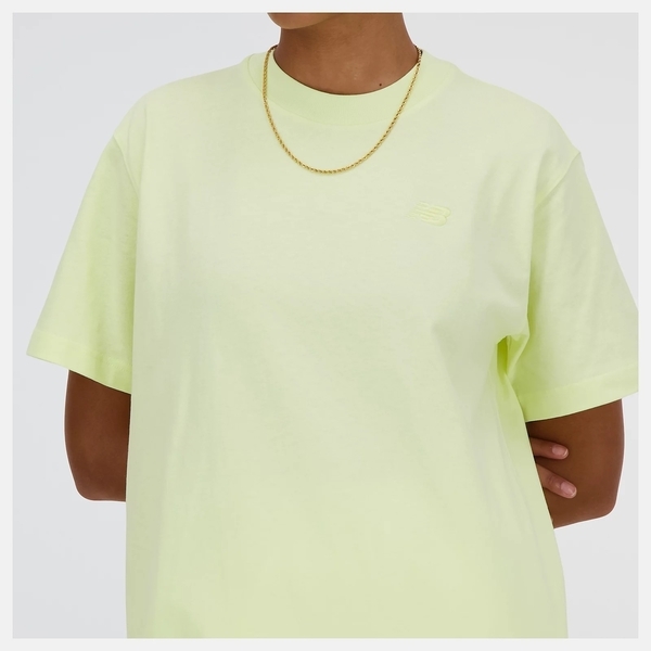 NEW BALANCE 短T NB 螢光黃 基本款 LOGO 短袖 上衣 女 WT41501LLT