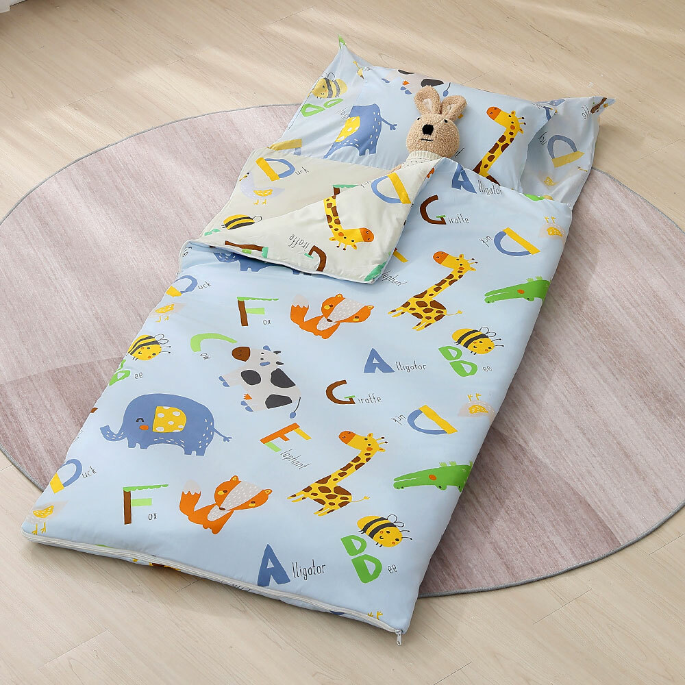 兒童抗菌防蹣 可機洗睡袋｜2388 動物ABC