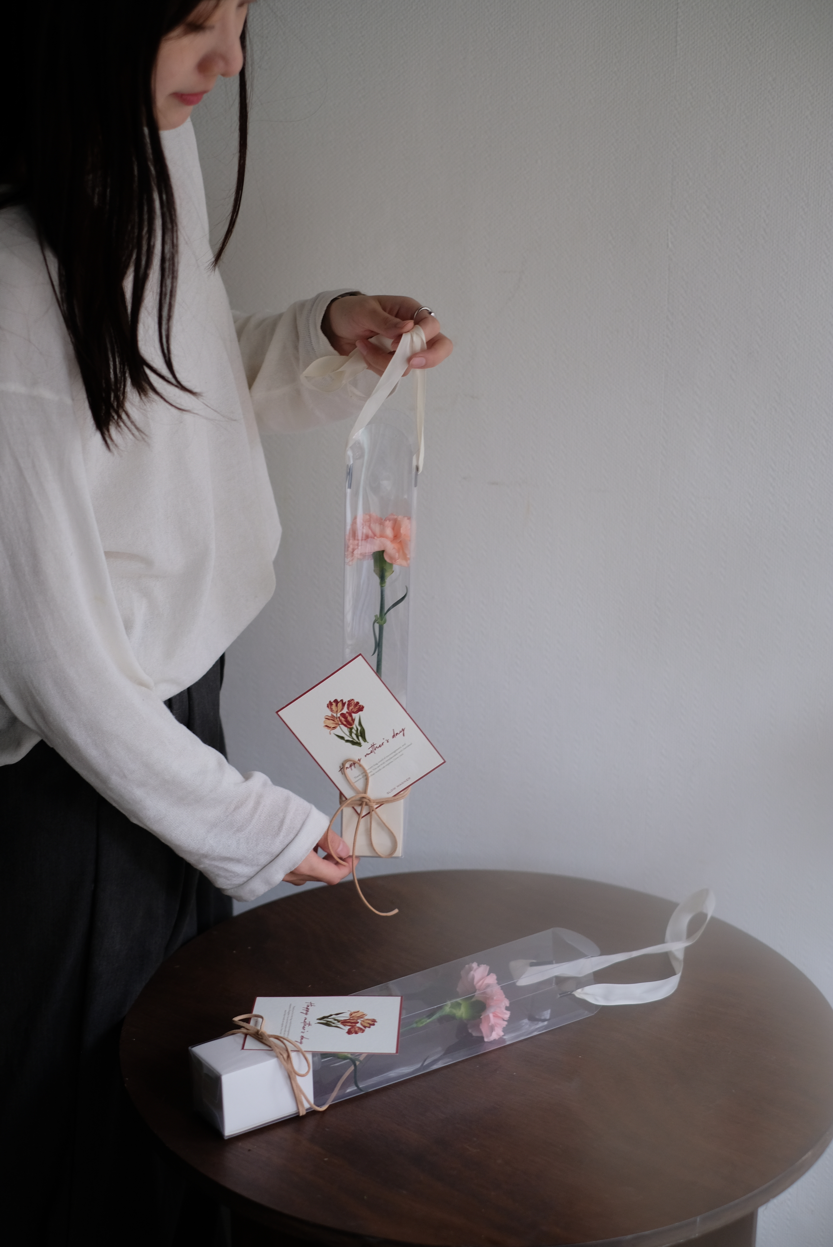 慢式自然色康乃馨｜單朵花盒