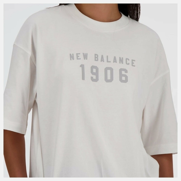NEW BALANCE 短T NB 1906 白色 復古LOGO 寬版 短袖 女 WT41519WT