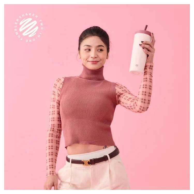 Blender Bottle® Tumbler 不鏽鋼吸管隨行杯|710ml 晨霧絨粉