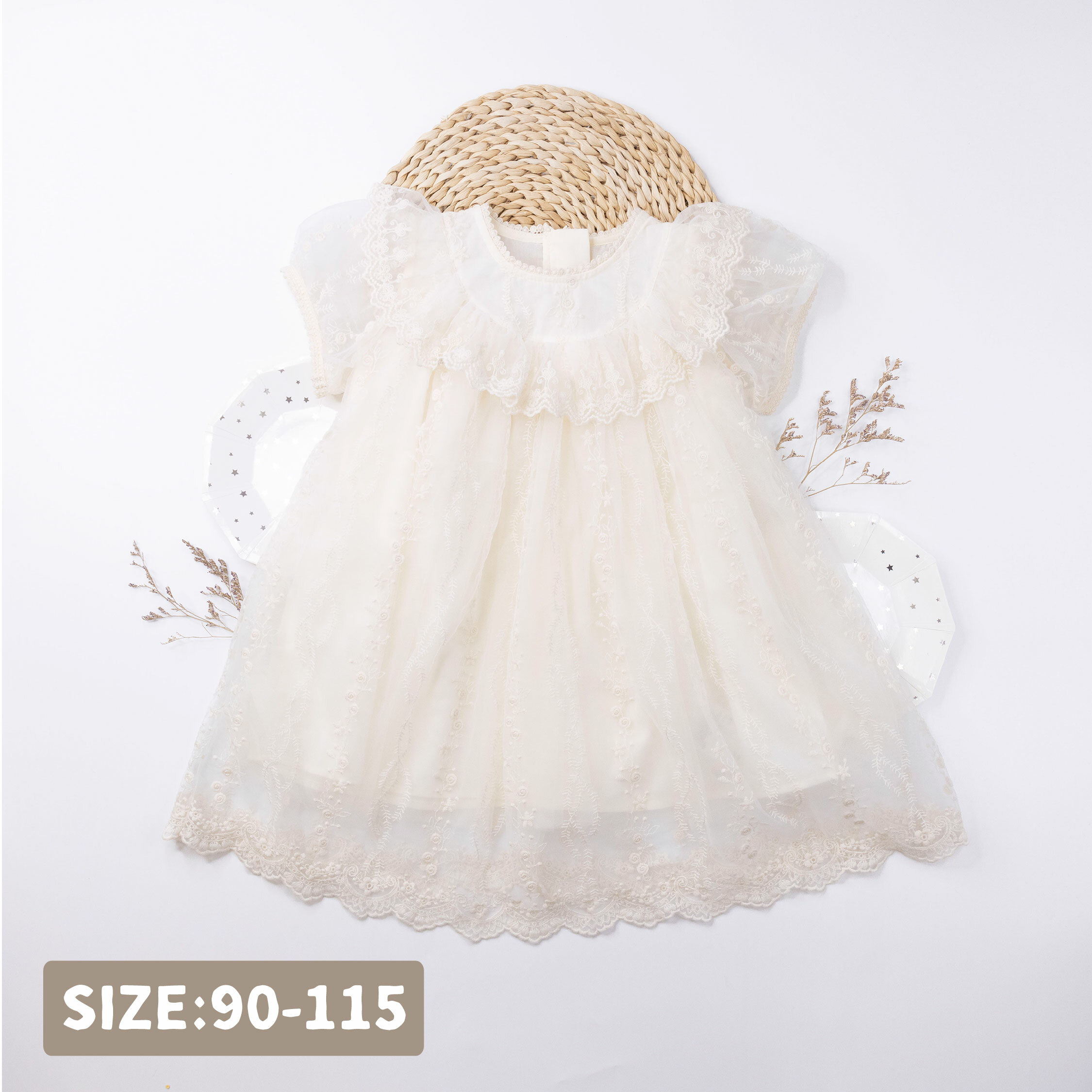 【H50166】氣質小公主花藤蕾絲洋裝