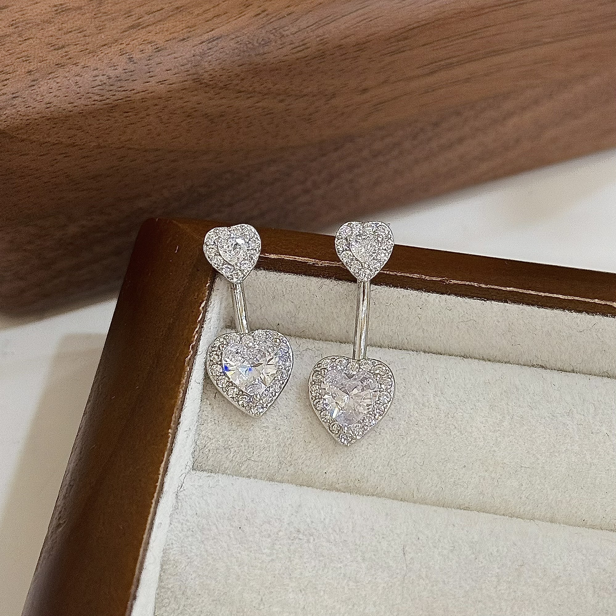 【純銀】排鑽愛心肚環