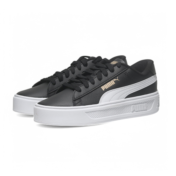 PUMA 休閒鞋 SMASH PLATFORM V3 黑白 皮革 厚底鞋 女 39075802