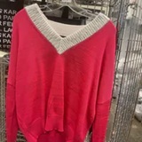 [S] KARL LAGERFELD PINK V-NECK SWEATER, L4KSS787-J0D (SKL1252)