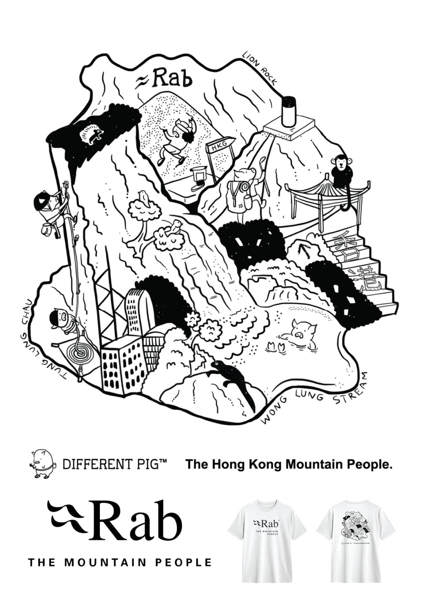 #香港特別版 RAB x different pig ( Hong Kong ) Rab Stance Mountain Tee ( 白色 )