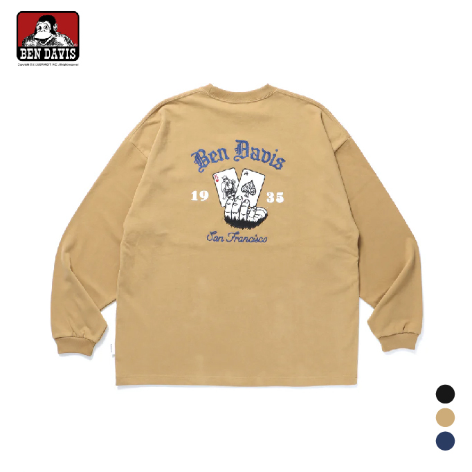 【 BEN DAVIS | CAEDS EMB BRUSHED LS 撲克牌刺繡薄長TEE - 3色】