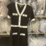 [S] KARL LAGERFELD BLACK/SOFT WHITE CONTRAST A LINE DRESS, LD5W0105-XSF (SKL1257)