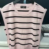 [S] KARL LAGERFELD PINK/BLACK SLEEVELESS STRIPE TOP, L5BSZ719-I3G (SKL1258)