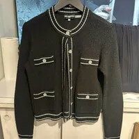 [S] KARL LAGERFELD BLACK BUTTON CARDIGAN LONG SLEEVE SHIRT, L5TSS723-BLK (SKL1279)