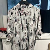 [S] KARL LAGERFELD SOFT WHITE COMBO CHOUPETTE BUTTON FRONT BLOUSE, L5TA9577-5FO (SKL1261)