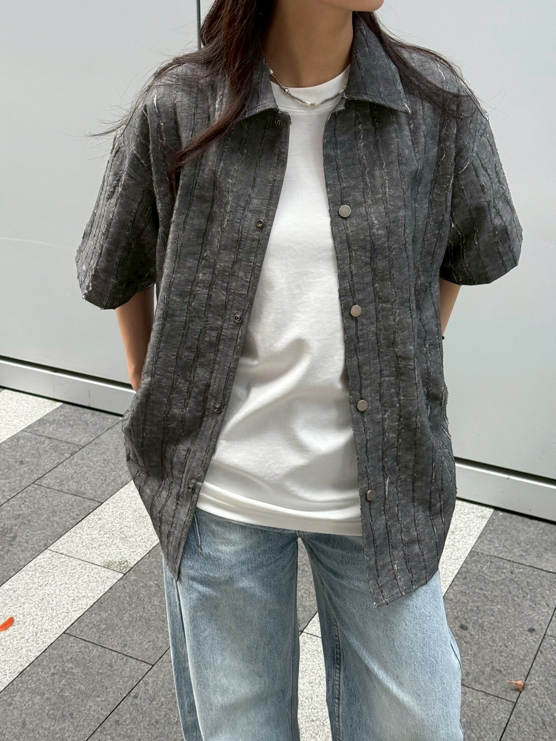 肌理感毛邊襯衫