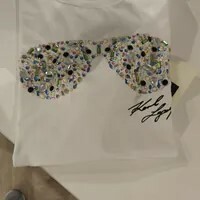 [S] KARL LAGERFELD WHITE EMBELLISHED T-SHIRT, L5WHA088-WHT (SKL1269)