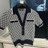 [S] KARL LAGERFELD INDIGO/SOFT WHITE ALL OVER LOGO KL POLO TOP SHIRT, L5RSS740-L3H (SKL1266)