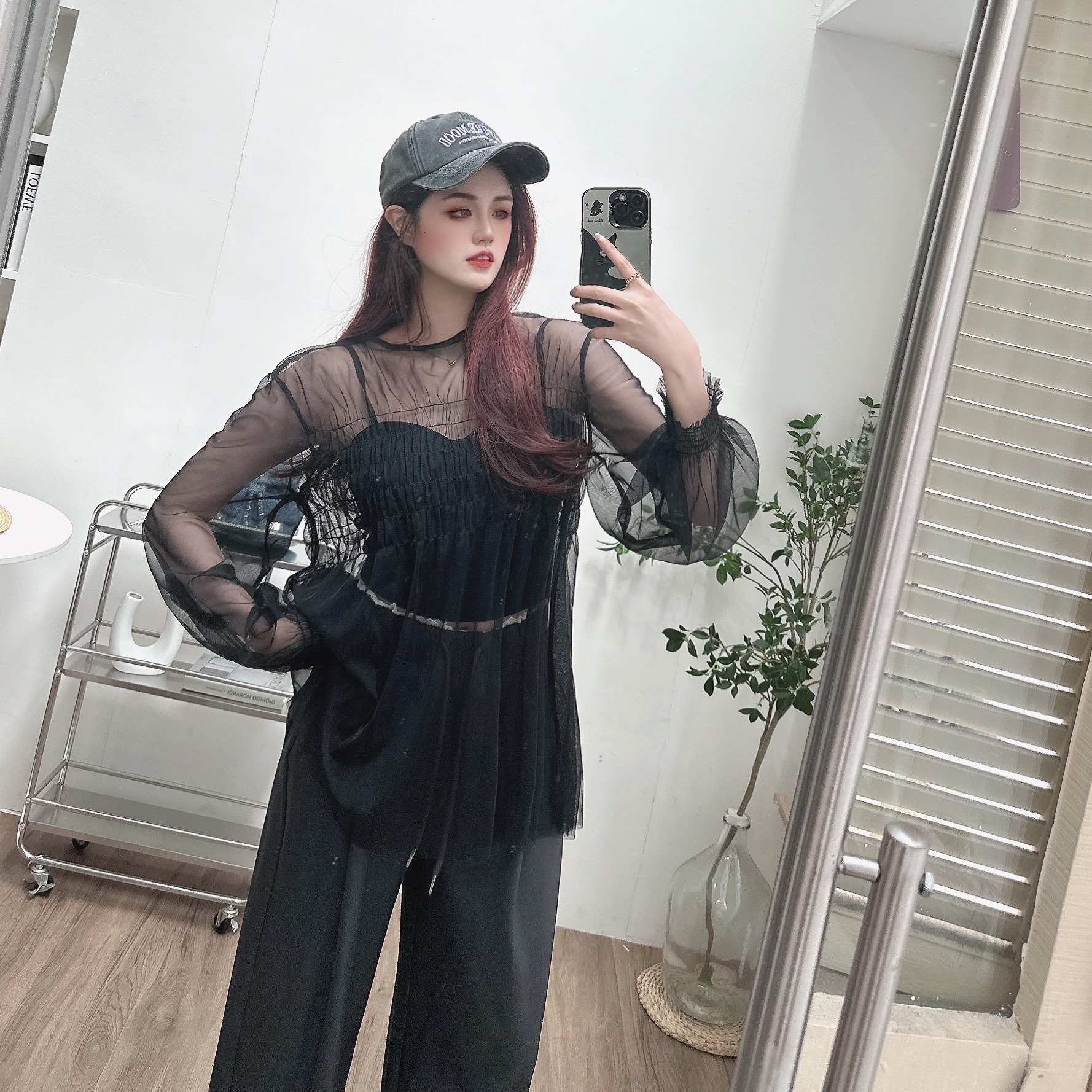 日系透紗疊穿上衣/三色