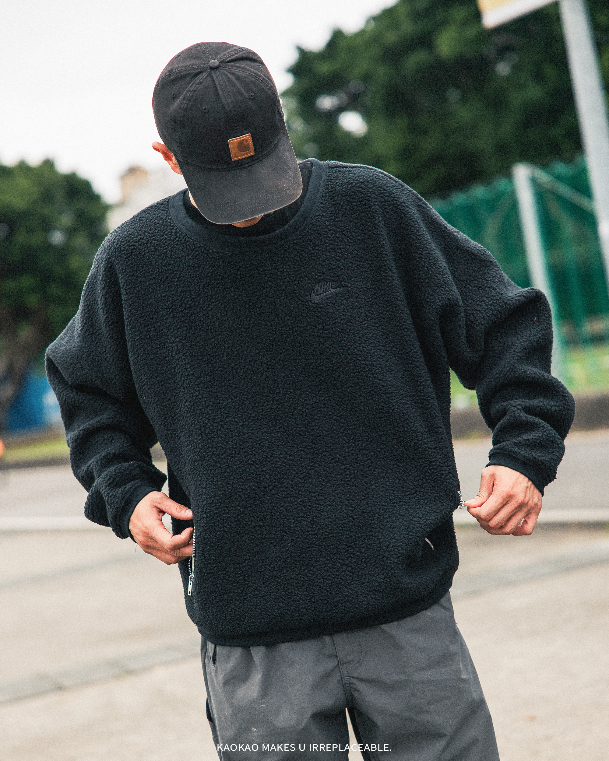 NIKE 羊羔絨 大學T 黑【FB8379-010】