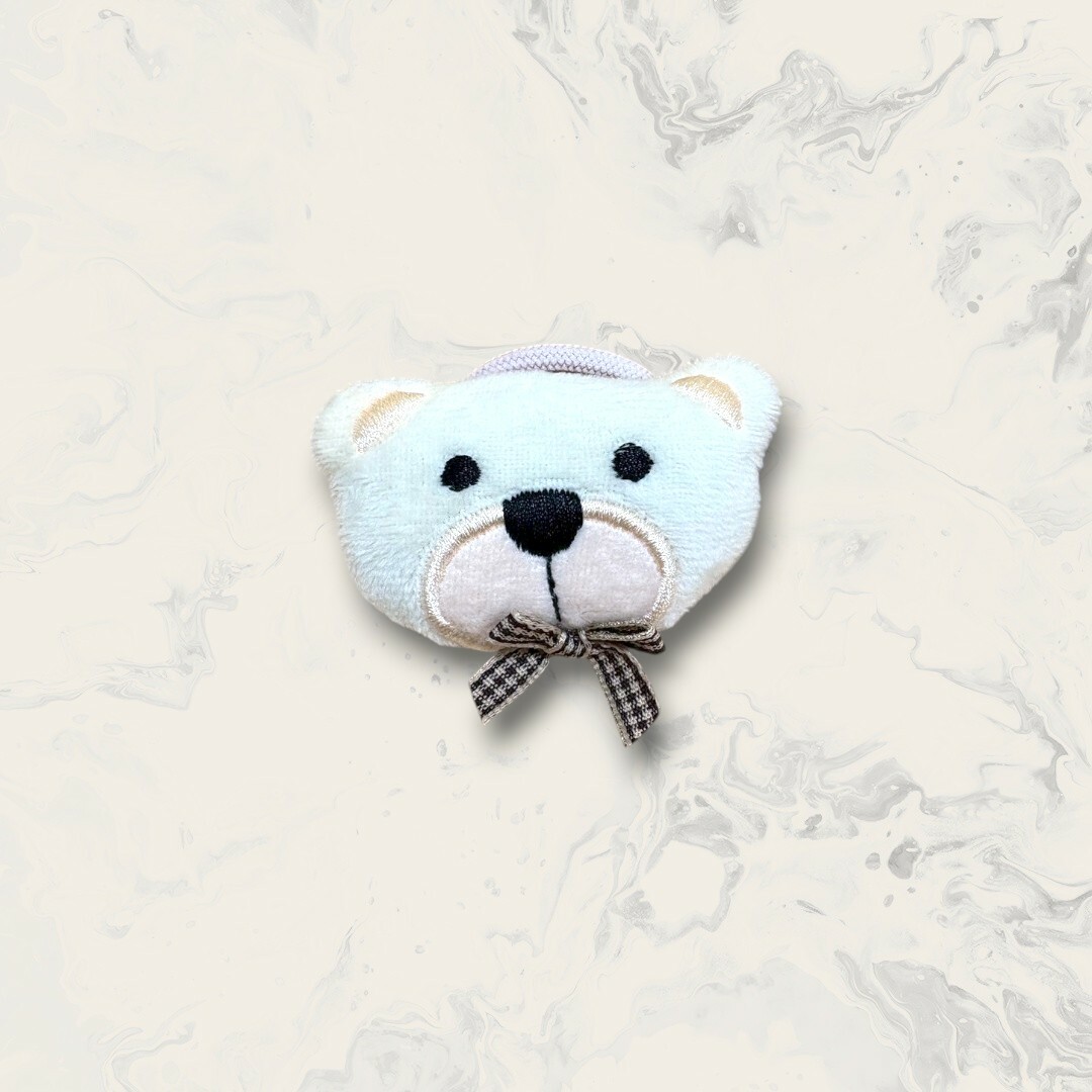 韓國設計平價髮飾 立體白熊熊娃娃頭髮圈