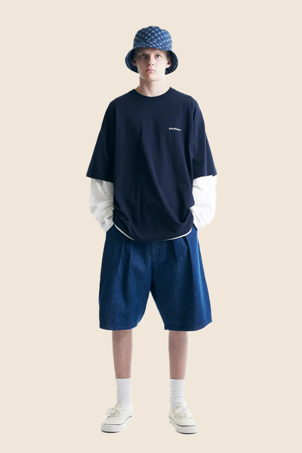 FARAH -  TWO TUCK 牛仔短褲 （深藍）